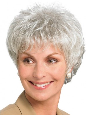 6 inch Straight Lace Front Synthetic Ideal Grey Wigs