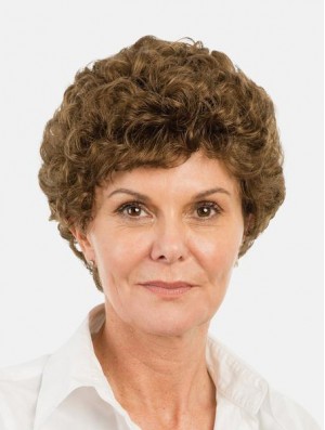 Synthetic Brown Curly 8 inch Bobs Short Monofilament Wigs