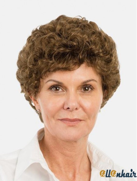 Synthetic Brown Curly 8 inch Bobs Short Monofilament Wigs