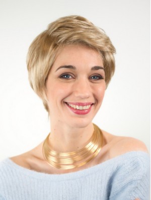 Exquisite Boycuts Short Blonde Synthetic Straight Lace Wigs