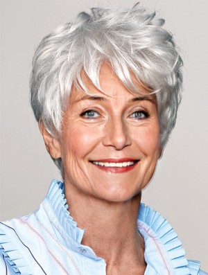 Wigs Online White Cropped Wavy Boycuts Wigs