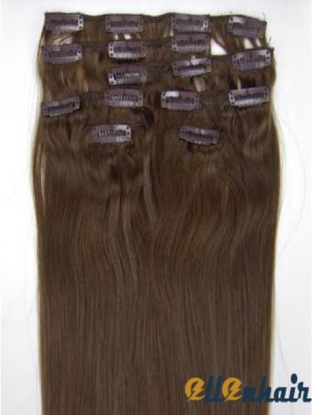 Perfect Brown Straight Remy Human Hair Clip In Hair Extensions