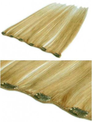 Flexibility Blonde Straight Remy Human Hair Clip In Hair Extensions