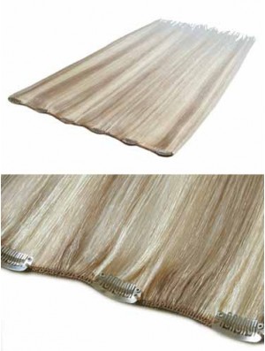 Convenient Blonde Straight Remy Human Hair Clip In Hair Extensions