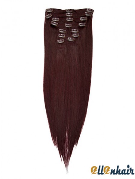 Fashionable Red Straight Remy Human Hair Clip In Hair Extensions