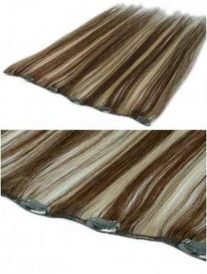 Hair Extensions Clip In Brown Color Straight Style With Remy