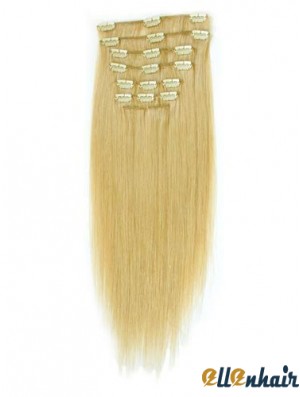 Suitable Blonde Straight Remy Human Hair Clip In Hair Extensions