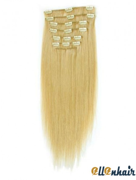 Suitable Blonde Straight Remy Human Hair Clip In Hair Extensions