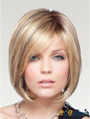 Chin Length Bob Wig Monofilament Blonde Wig Human Hair Straight Wig
