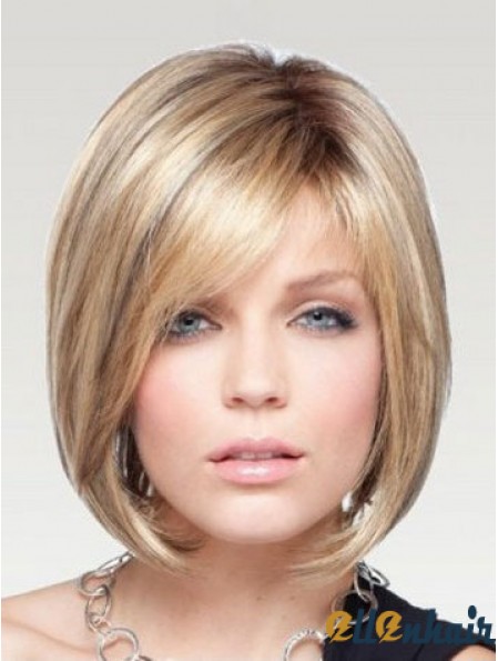 Chin Length Bob Wig Monofilament Blonde Wig Human Hair Straight Wig