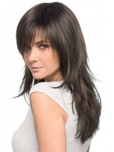 Human Hair Wigs Layered Cut Brown Color