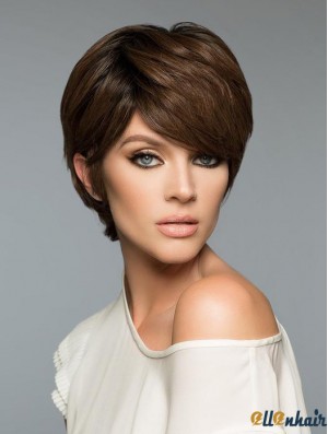 Brown Cropped Wig Human Hair Short Wig UK Natural