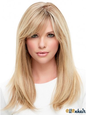 Ladies Wigs Cheap 100% Hand Tied With Bangs Straight Style