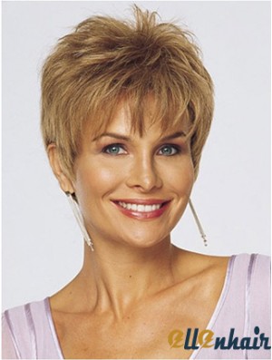 Front Lace Human Hair Wigs With Monofilament Cropped Length Boycuts