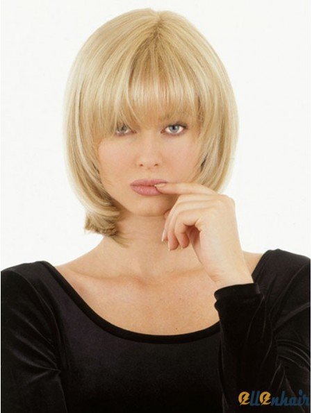 Monofilament Human Hair Topper UK Straight Style With Bangs