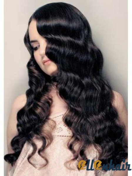 20 inch Lace Monofilament Long Black Curly Human Hair Wigs UK