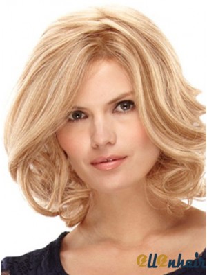Blonde Shoulder Length High Quality Curly Layered Lace Wigs
