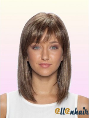 100% Glueless Human Hair Lace Front Wigs With Bangs Stright Style