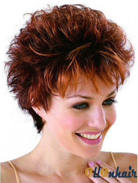 Remy Human Cropped Lace Front Curly Petite Monofilament Cap Wigs