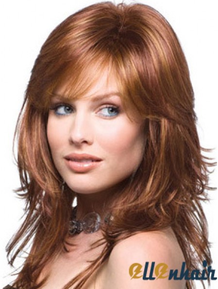 Layered Comfortable Wavy Auburn Long Synthetic Wigs