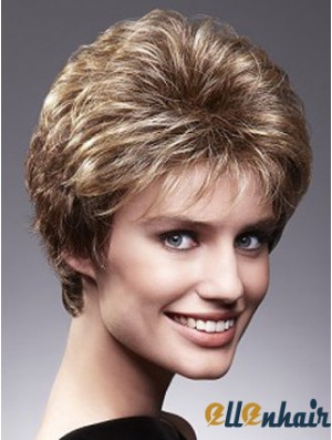 Ladies Wigs Brown Short Hair Cropped Human Hair Wigs UK