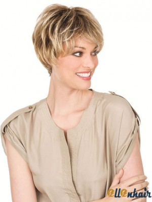 Human Hair Blonde Wigs With Lacr Front Chin Length Straight Style