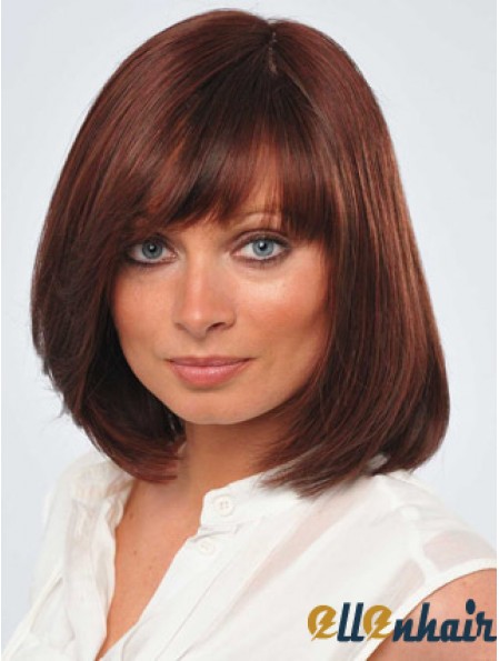 12 inch Fabulous Red Bobs Human Hair Monofilament Wigs