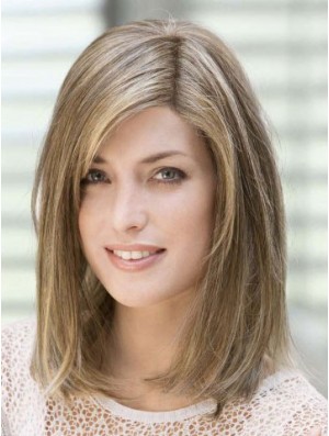 14 inch Flexibility Blonde With Bangs Lace Front Wigs