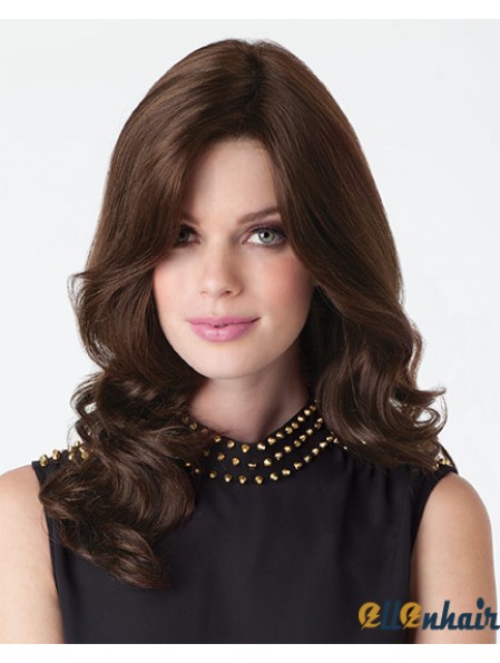 Natural Wigs Brown Color Long Length Wavy Style With Capless