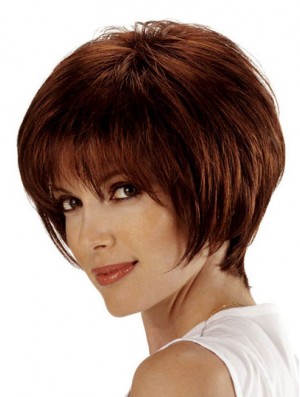 Bob Style Wig Remy Human Lace Front Auburn Color Bobs Cut