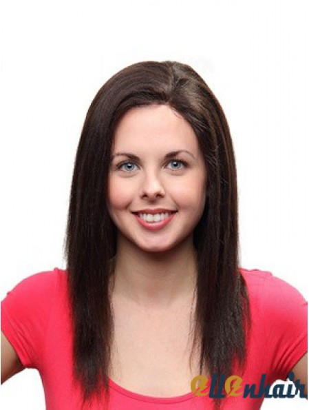Long Straight 100% Hand Tied Remy Human Auburn Mono Wig