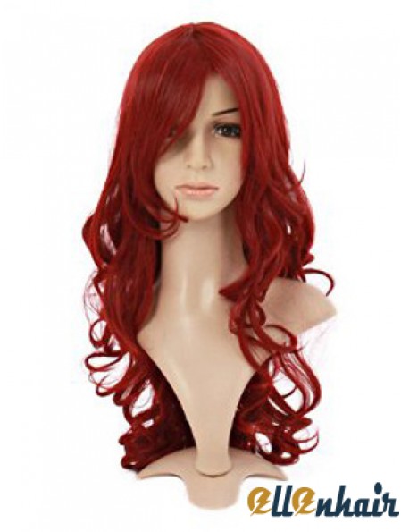 Wavy With Bangs Lace Front Style 20 inch Red Long Wigs
