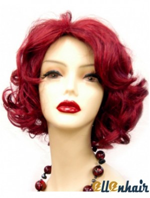 Wavy Without Bangs Chin Length Red Online Lace Front Wigs