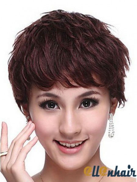 Capless Wavy Boycuts Cropped Trendy Human Hair Wigs