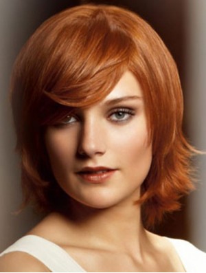 10 inch Blonde Chin Length With Bangs Straight Fabulous Lace Wigs