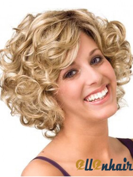 Curly Blonde Layered 10 inch Buy Human Hair Wigs