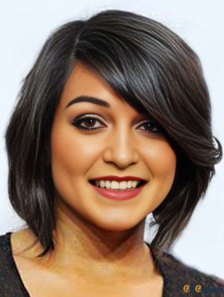 Parrucca in Vera Capelli Umani Brasiliani con Lace Front Taglio Iniziale Sperimentato e Dritto Lunghezza Mento