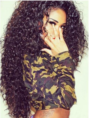 Wholesale African American Human Hair Lace Front Wigs Kinky Style Long Wig