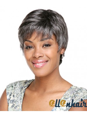 Synthetic Modern Short Wavy Grey Wigs