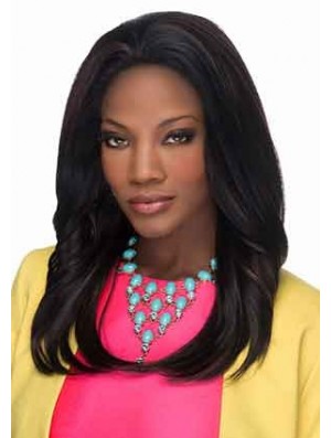 Fashion Black Long Layered Straight Glueless Lace Front Wigs