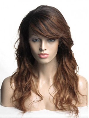 Long Brown Wavy With Bangs Cheapest African American Wigs