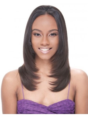 Long Brown Straight Without Bangs Suitable African American Wigs