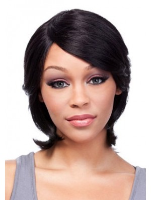 Chin Length Black Straight With Bangs Incredible African American Wigs