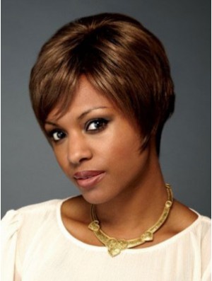 Straight Layered Chin Length Brown Soft Lace Front Wigs