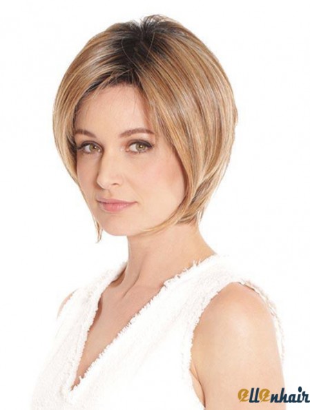 Lace Front Bob Wig Blonde Straight Synthetic Wig UK 8 Inch