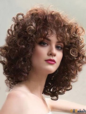 Parrucca Ondulata Mono Cap Economica Sintetica Per Donne Lunghezza Spalla
