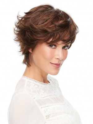 100% Hand-tied Auburn 6 inch Short Layered High Class Wigs