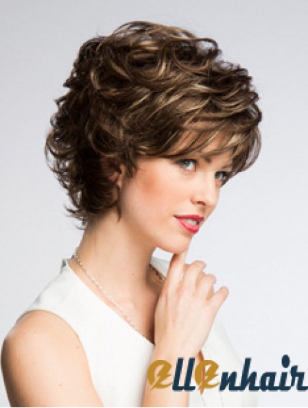 Chin Length Wavy Monofilament Layered 8 inch High Quality Synthetic Wigs