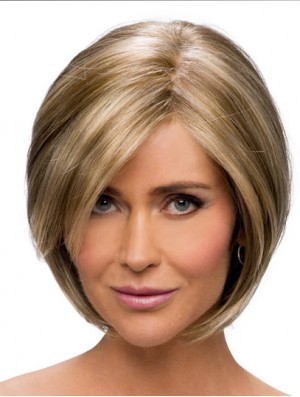 Cheap Synthetic Ladies Wigs With Monofilament Brown Color Chin Length