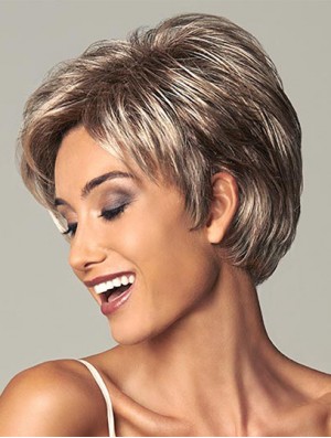 Best 7 inch Straight Brown Layered Short Wigs